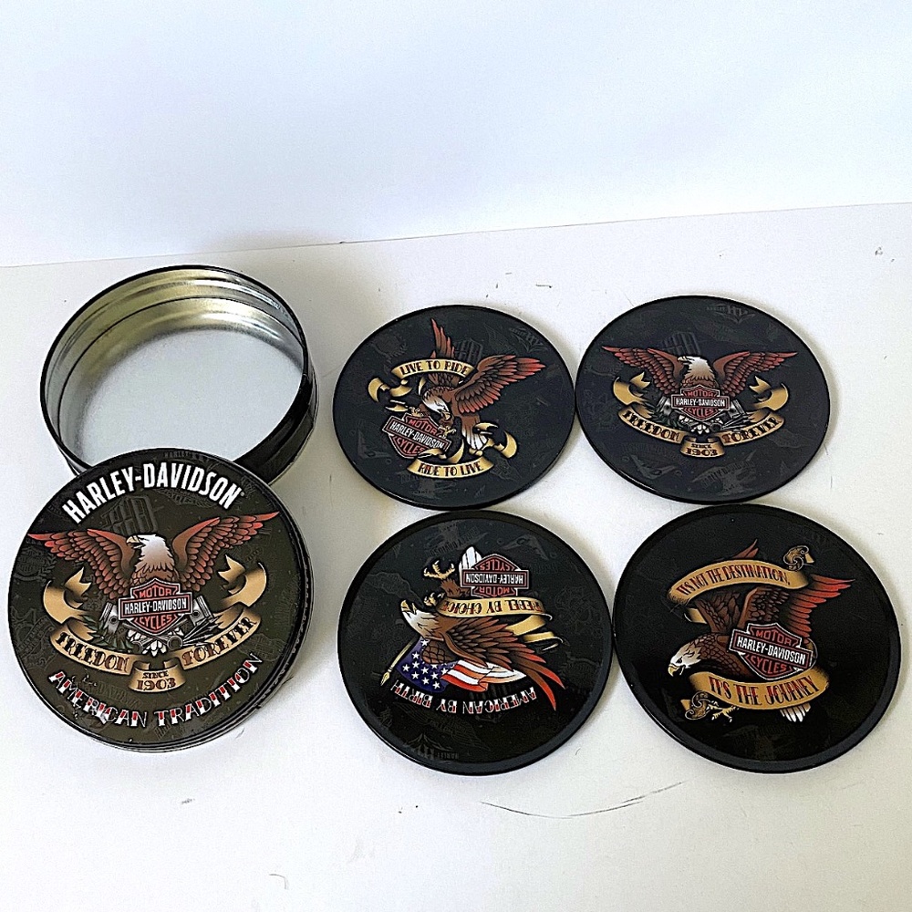 Harley-Davidson American Tradition Coaster Set of 4 Dated 2014